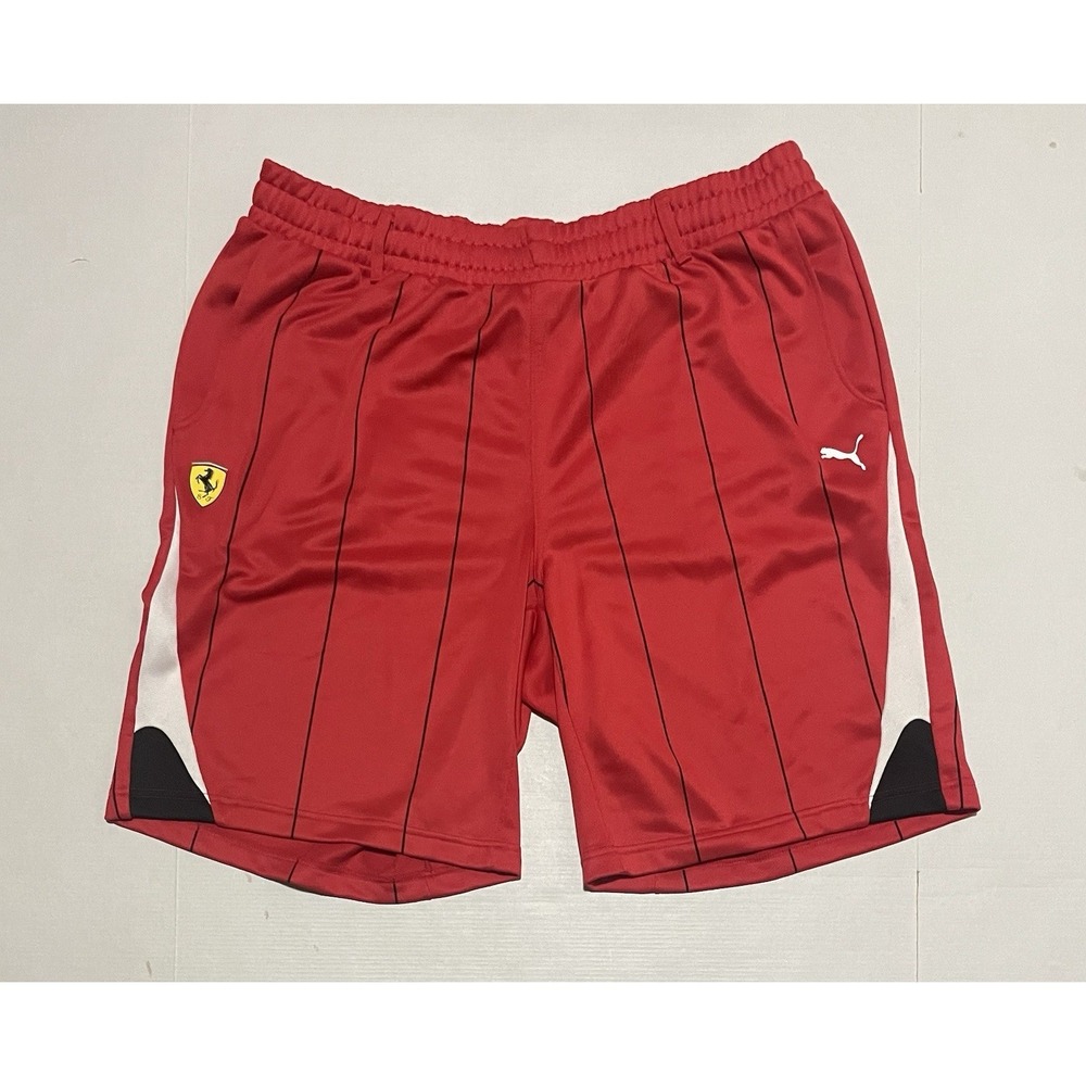 PUMA Men Scuderia Ferrari F-1 Race Shorts Red Casual Athletic Drawstring XXL